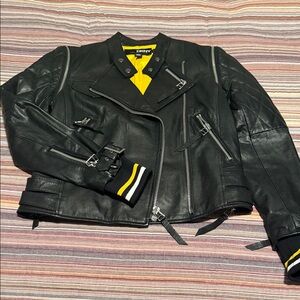 DKNY Leather Biker Jacket with removable sleeves